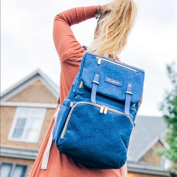 🚫SOLD OUT🚫 kikidee denim blue diaper bag backpack 👶🏼💕 - Picture 2 of 8